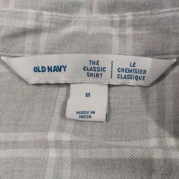 Womans Old Navy Gray Plaid The Classic Shirt Button Down - Picture 8 of 11